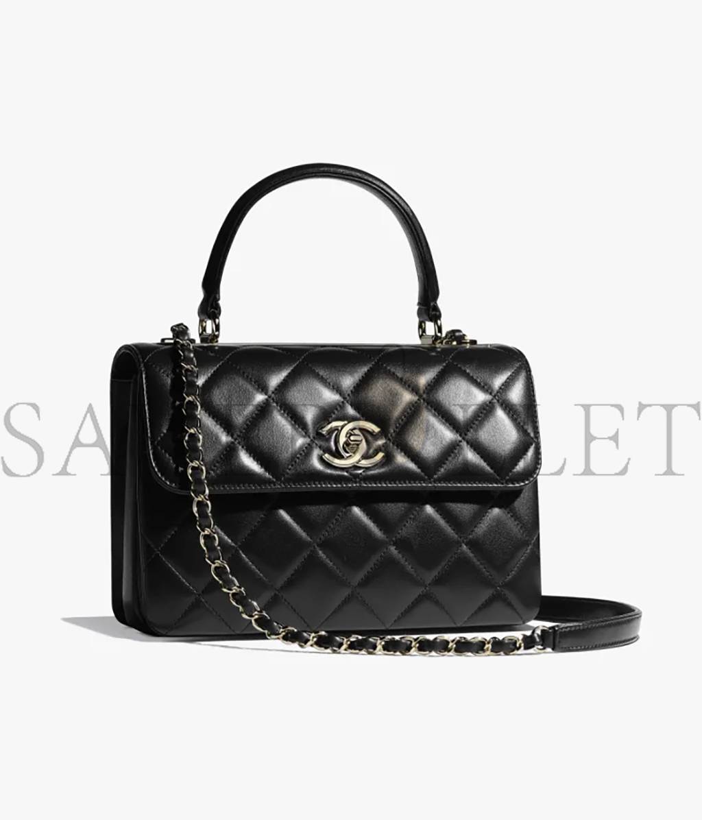 CHANEL TRENDY FLAP BAG WITH TOP HANDLE SILVER HARDWARE A92236 Y60767 94305 (25*17*12cm)